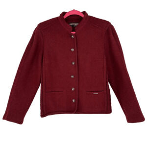 Vintage GEIGER Womens Tyrol Boiled Wool Cropped Jacket EU 42 US 8 Austria Red